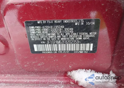 2015 Subaru Impreza 2.0I Limited z USA, uszkodzony, nr VIN JF1GPAM62F8202353